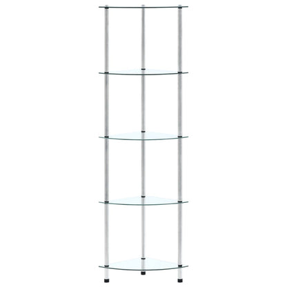 Scaffale a 5 Livelli Trasparente 30x30x130cm in Vetro Temperato