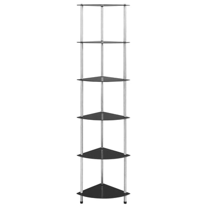 Scaffale a 6 Livelli Nero 30x30x160 cm Vetro Temperato