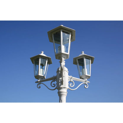 Lampione da Giardino a 3 Bracci 215 cm in Alluminio Bianco