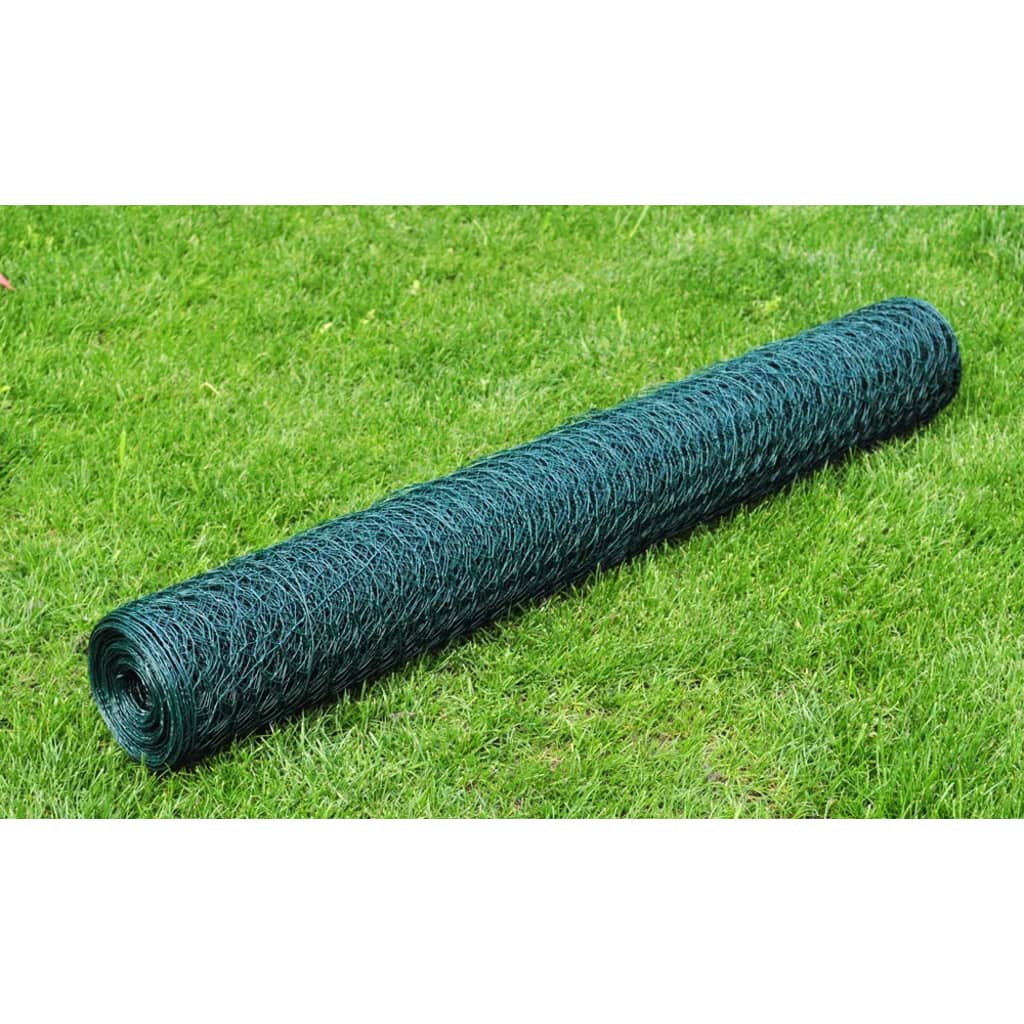 Recinzione in Rete Esagonale in Acciaio 1x25 m Verde Scuro