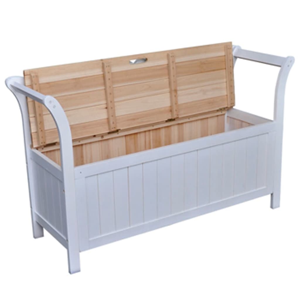 Cassapanca 126x42x75 cm in Legno Bianca