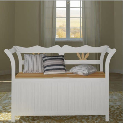 Cassapanca 126x42x75 cm in Legno Bianca
