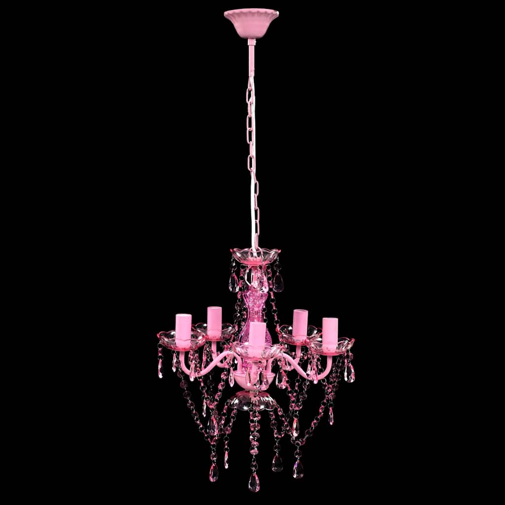 Lampadario in Cristallo 5 Lampadine Rosa