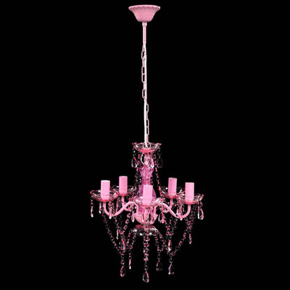 Lampadario in Cristallo 5 Lampadine Rosa