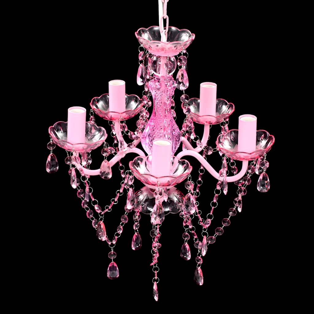 Lampadario in Cristallo 5 Lampadine Rosa