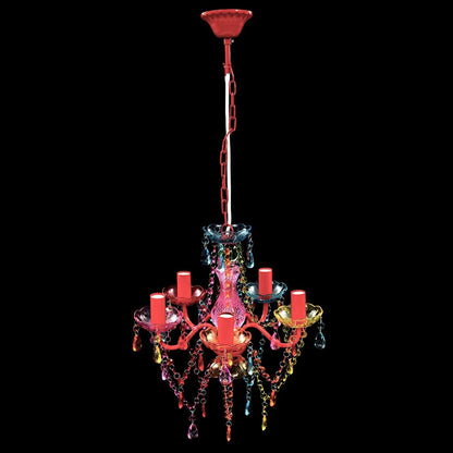 Lampadario in Cristallo 5 Lampadine Multicolore