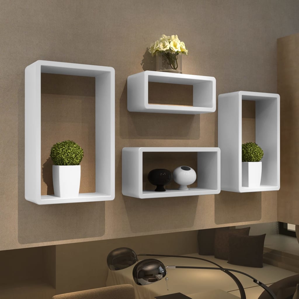 Set Scaffali a Cubo 4 pz Bianco
