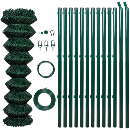 Recinzione in Rete con Pali in Acciaio 1x25 m Verde