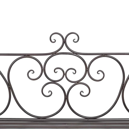 Panchina da Giardino 132 cm in Acciaio Stile Anticato Marrone