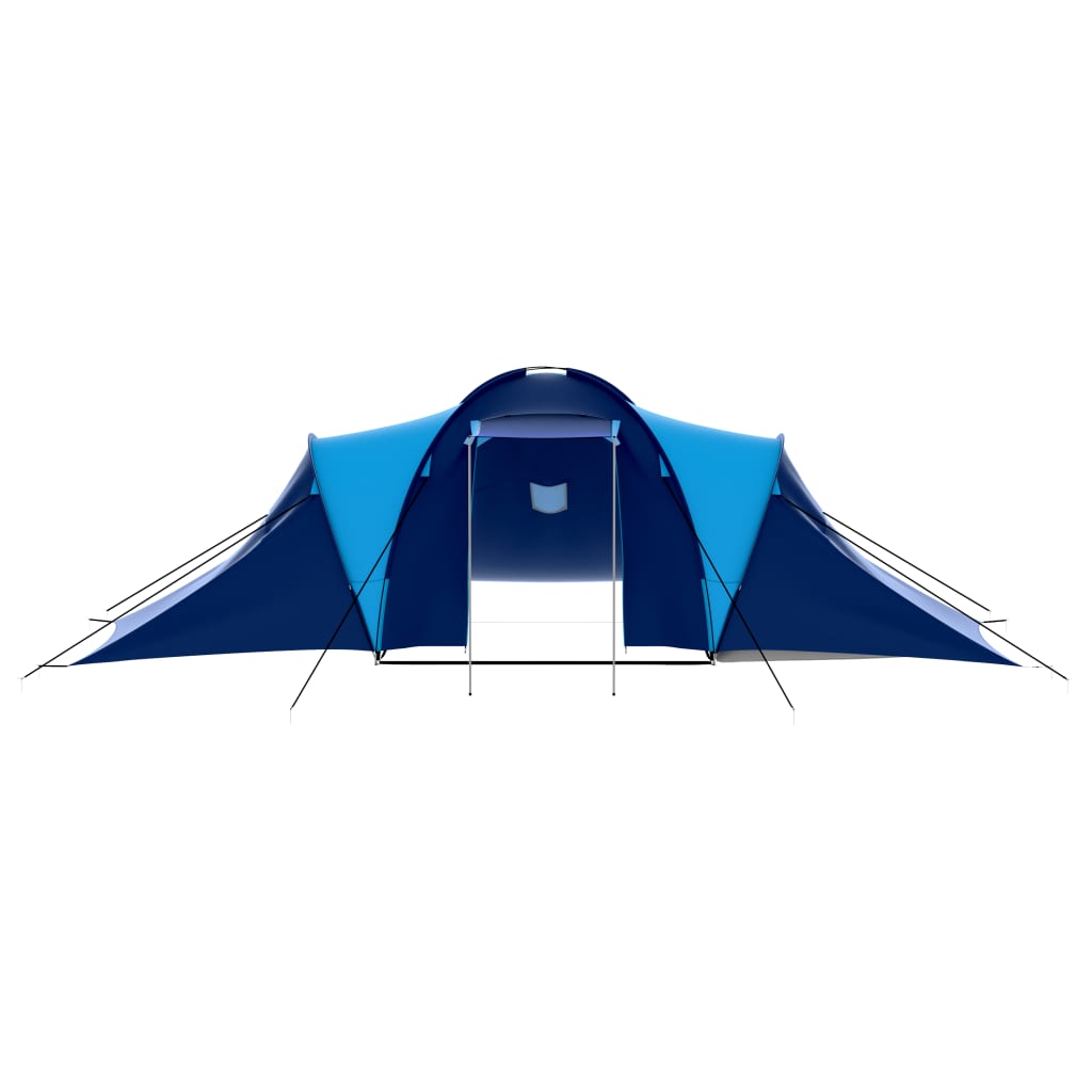 Tenda da Campeggio in Tessuto 9 Persone Blu Scuro e Blu