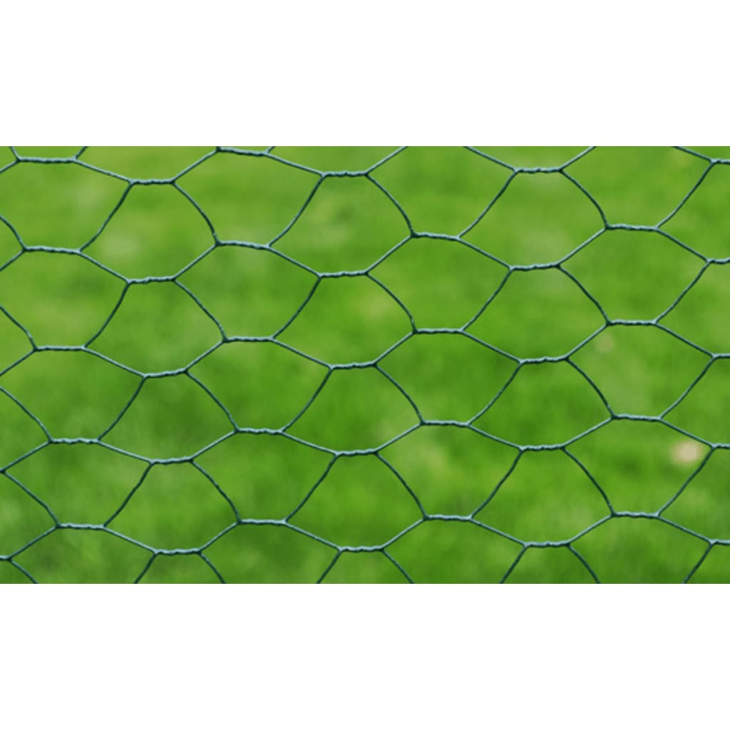 Recinzione in Rete per Pollaio Rivestita in PVC 25x0,5 m Verde