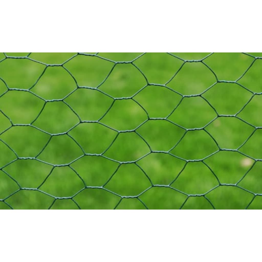 Recinzione in Rete per Pollaio Rivestita in PVC 25x0,75 m Verde