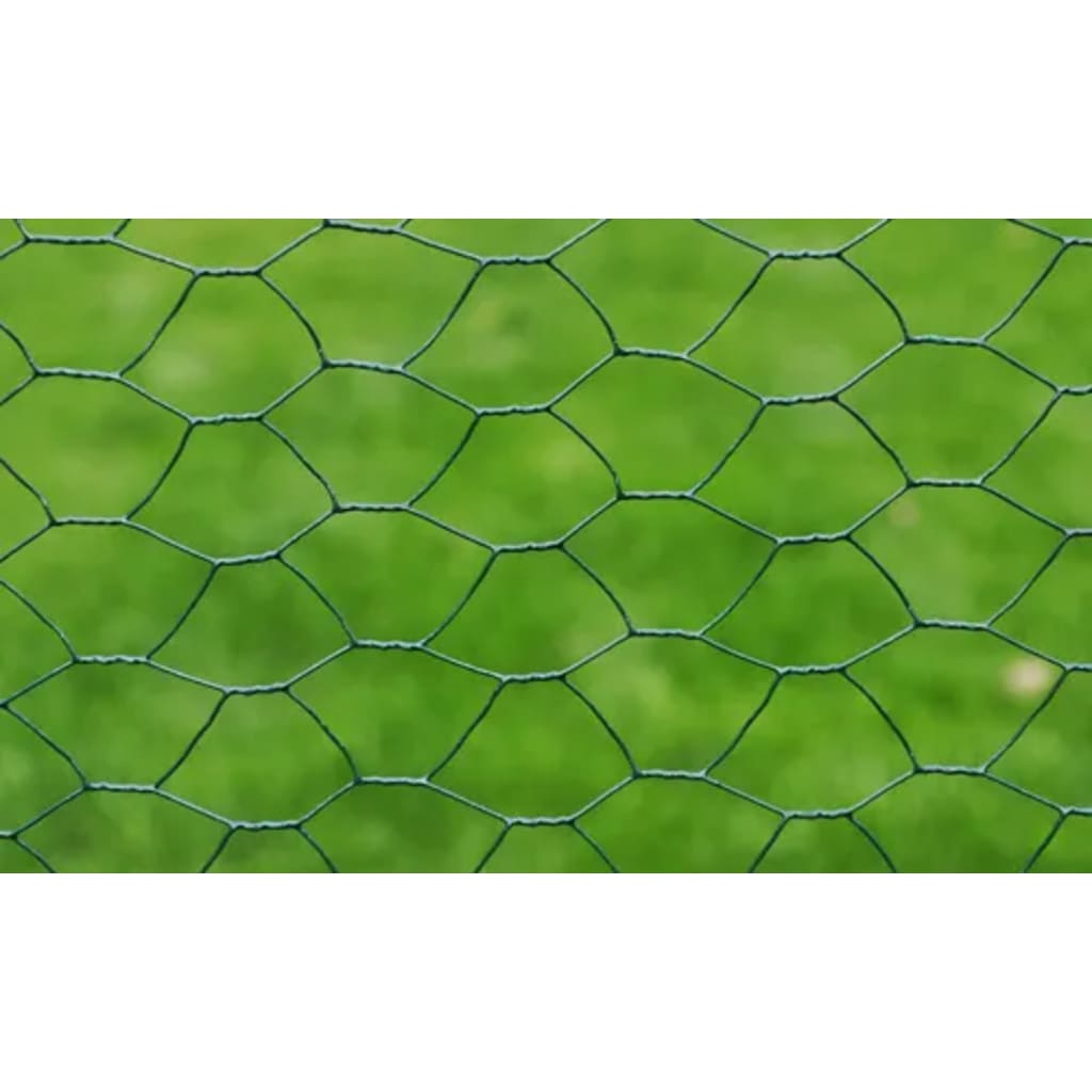 Recinzione in Rete per Pollaio Rivestita in PVC 25x0,75 m Verde