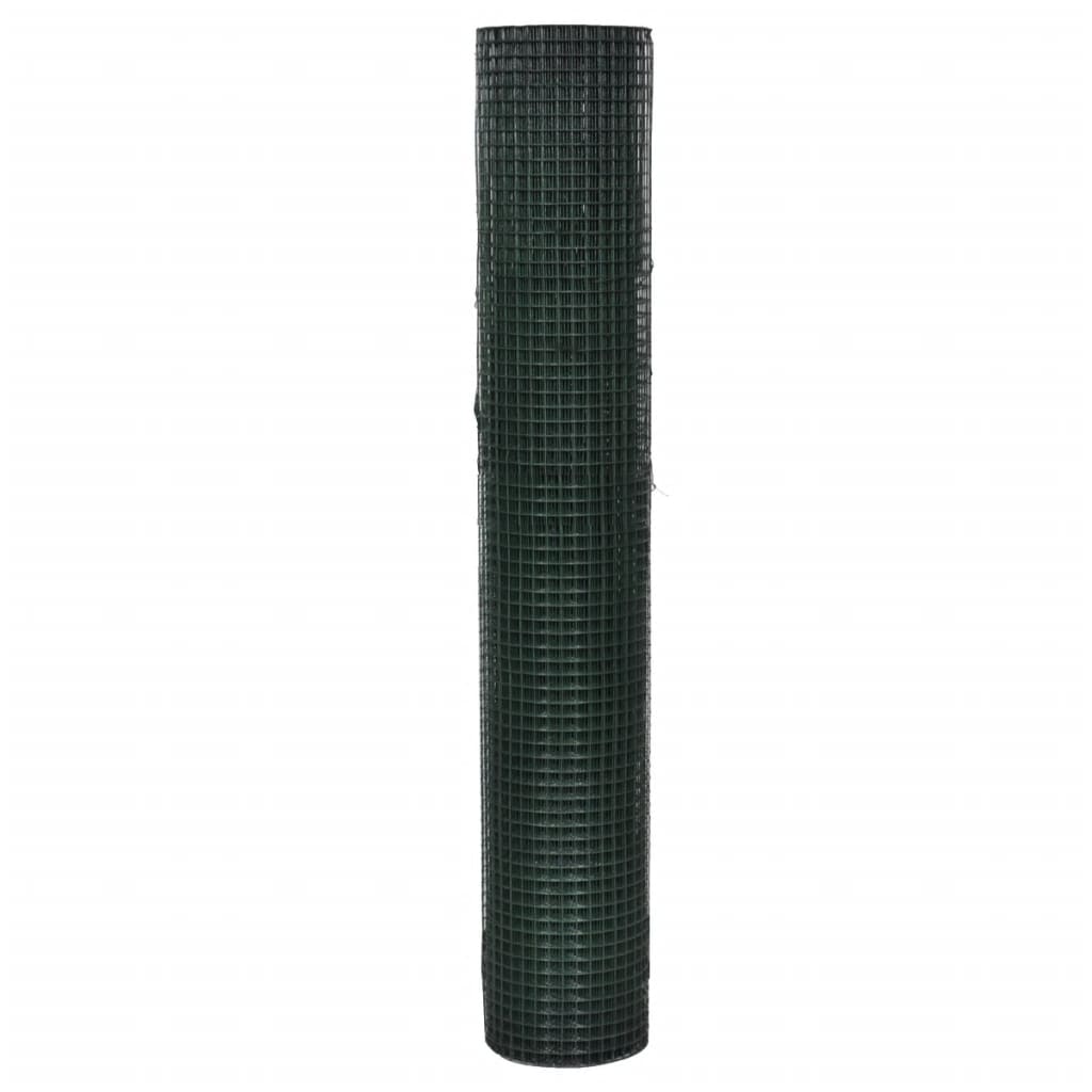 Recinzione in Rete per Pollaio Rivestita in PVC 25x1 m Verde