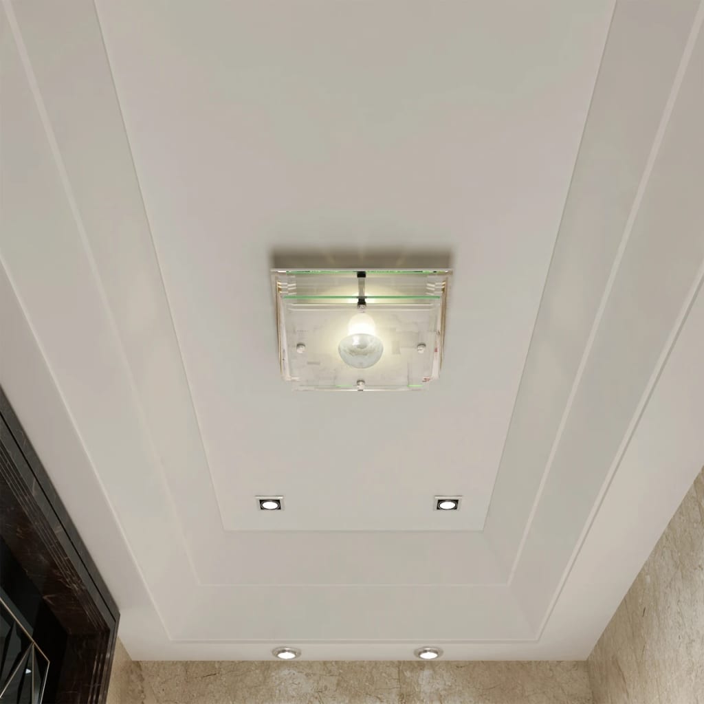 Lampada da Soffitto Quadrata in Vetro 1 x E27 Cristallo