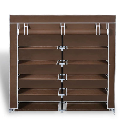 Scarpiera in Tessuto Richiudibile 115 x 28 x 110 cm Marrone