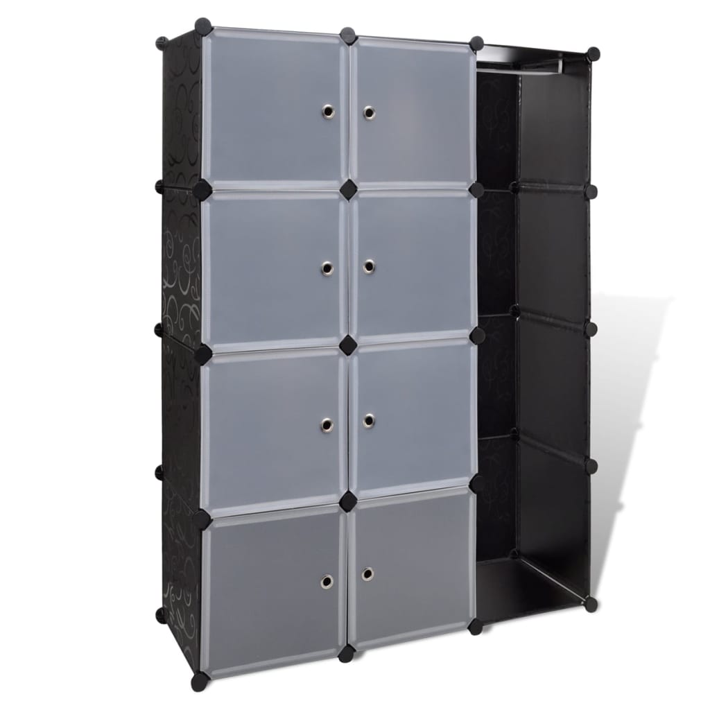 Armadio Modulare con 9 Scomparti 109x36,5x143 cm Nero e Bianco