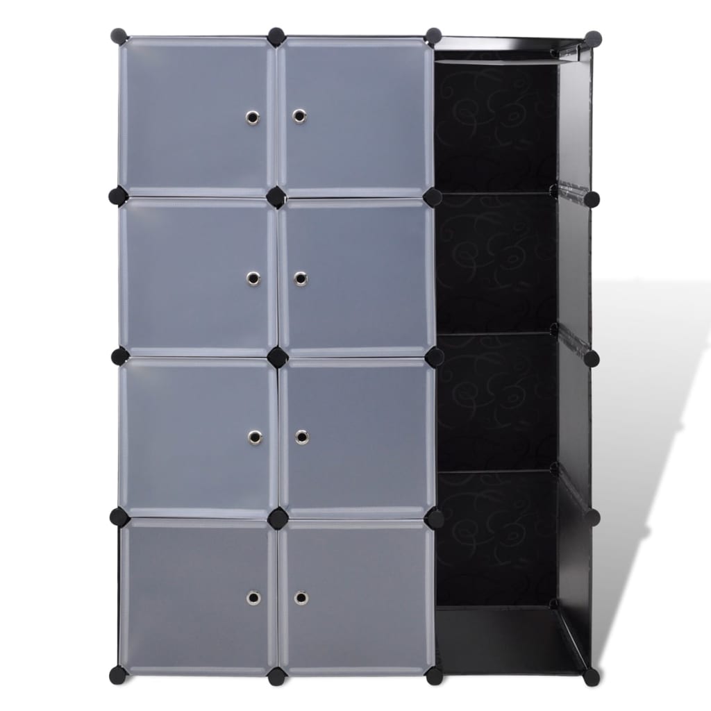 Armadio Modulare con 9 Scomparti 109x36,5x143 cm Nero e Bianco