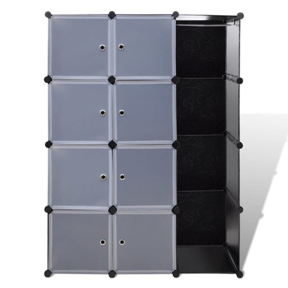 Armadio Modulare con 9 Scomparti 109x36,5x143 cm Nero e Bianco