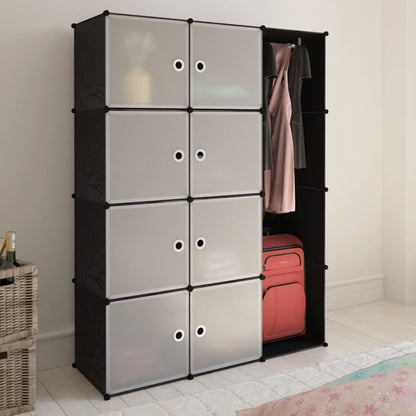 Armadio Modulare con 9 Scomparti 109x36,5x143 cm Nero e Bianco