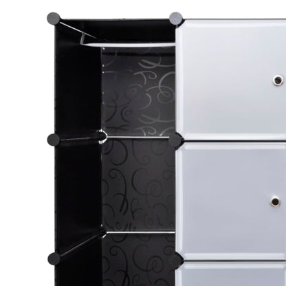 Armadietto Modulare 18 Scomparti Nero e Bianco 37x146x180,5 cm