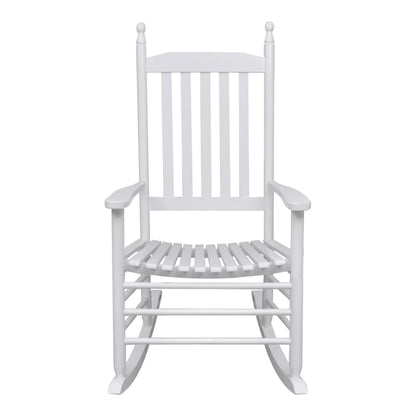 Sedia a Dondolo con Sedile Curvo Bianco in Legno