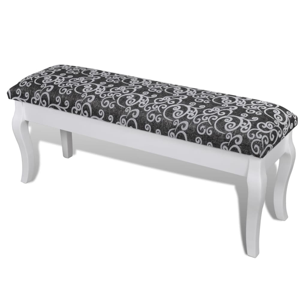 Sgabello pouf hocker imbottito per toletta 2 persone 110 cm nero