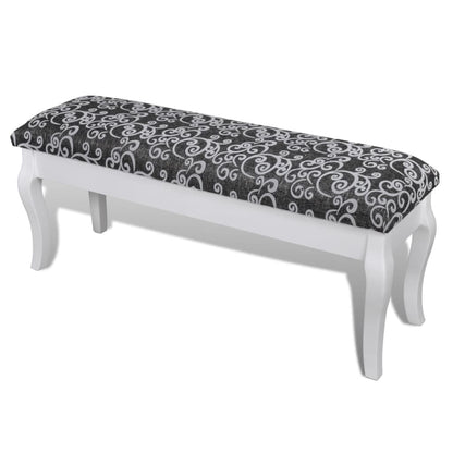 Sgabello pouf hocker imbottito per toletta 2 persone 110 cm nero