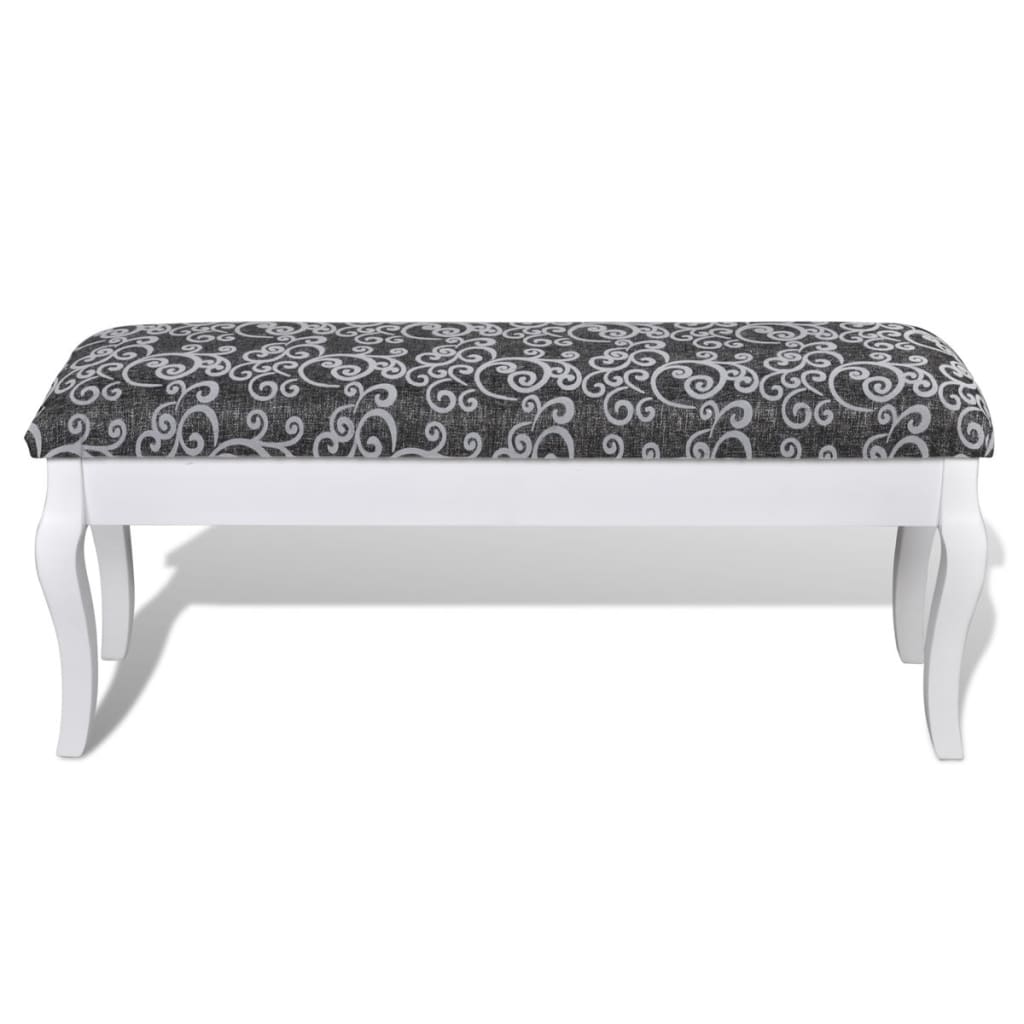 Sgabello pouf hocker imbottito per toletta 2 persone 110 cm nero
