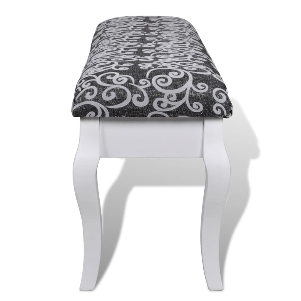Sgabello pouf hocker imbottito per toletta 2 persone 110 cm nero