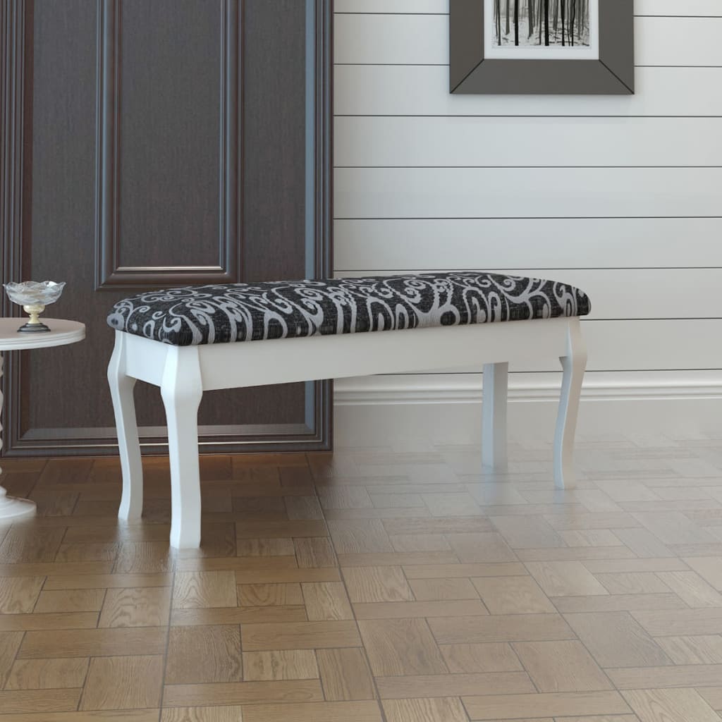 Sgabello pouf hocker imbottito per toletta 2 persone 110 cm nero