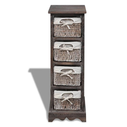 Struttura in Legno con 4 Cestini Intrecciati Marrone