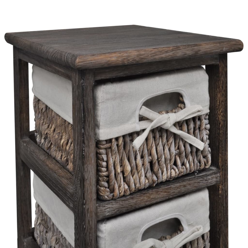 Struttura in Legno con 4 Cestini Intrecciati Marrone