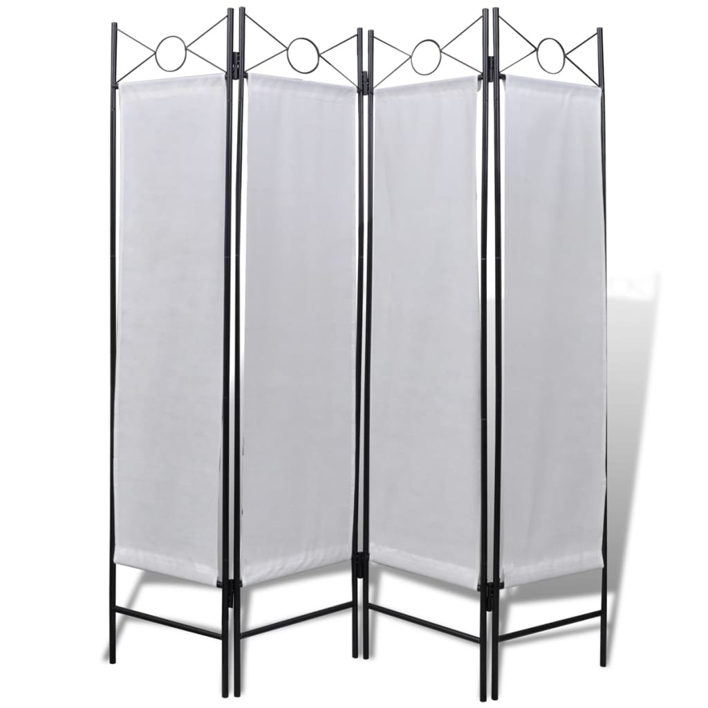 Divisore Stanza a 4 Pannelli Pieghevole Bianco 160 x 180 cm