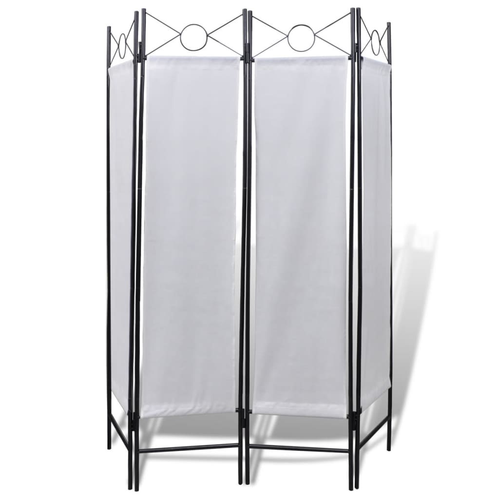 Divisore Stanza a 4 Pannelli Pieghevole Bianco 160 x 180 cm