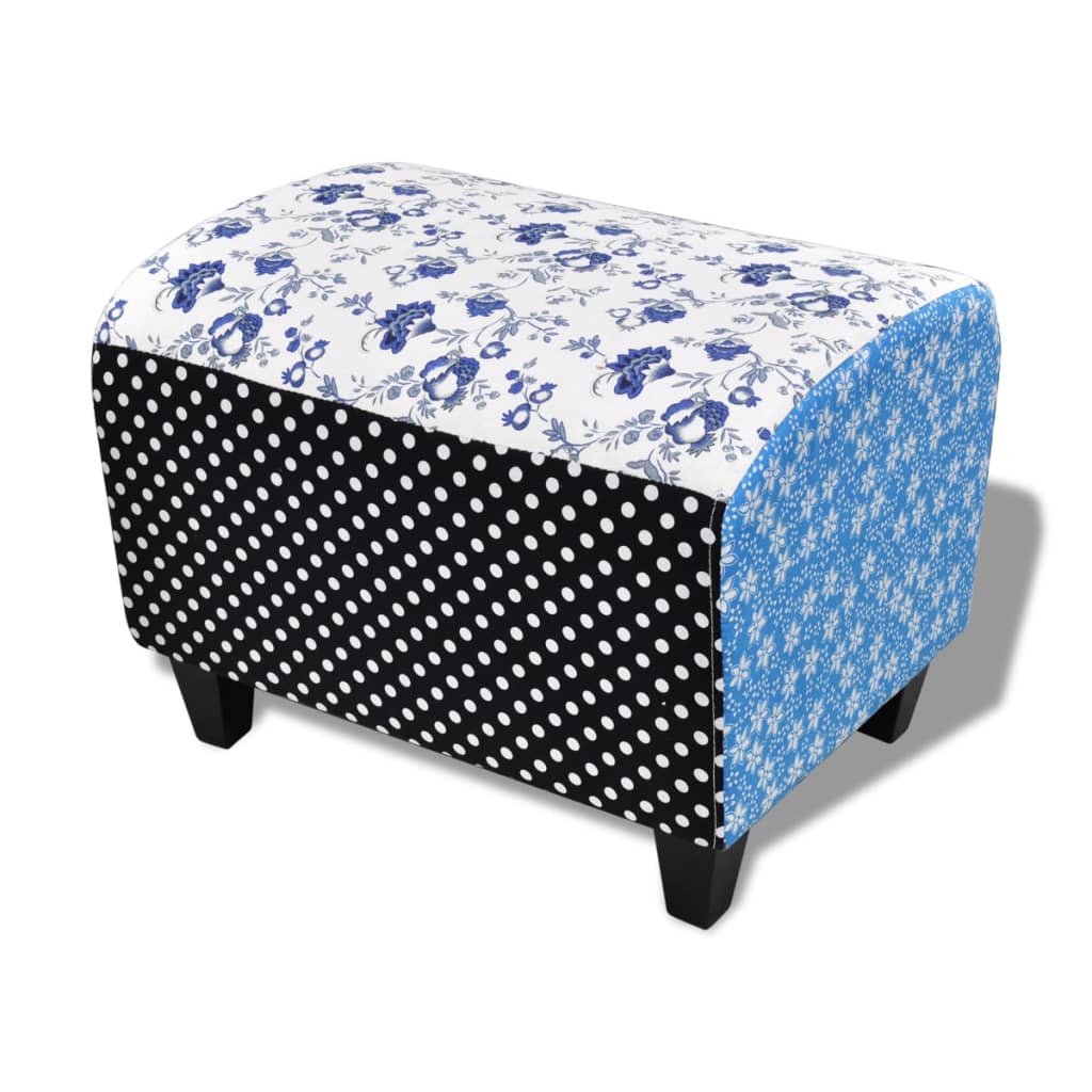 Sgabello Patchwork Blu e Bianco