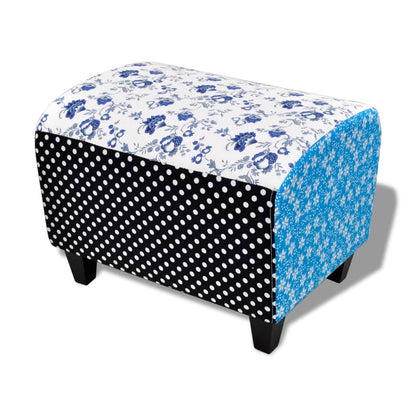 Sgabello Patchwork Blu e Bianco