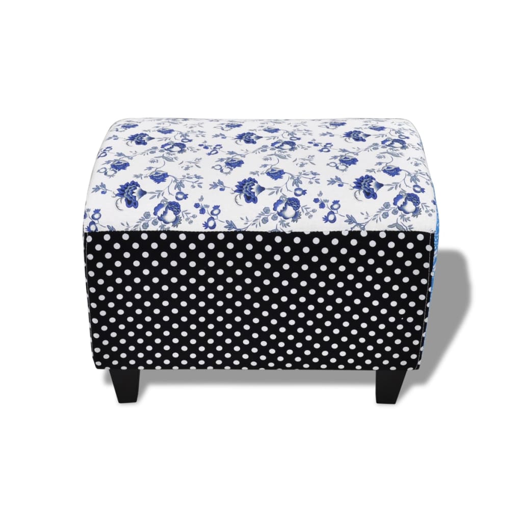 Sgabello Patchwork Blu e Bianco