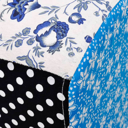 Sgabello Patchwork Blu e Bianco