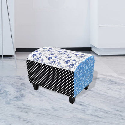 Sgabello Patchwork Blu e Bianco