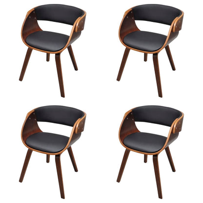 Sedie da Pranzo 4 pz Marroni in Legno Curvo e Similpelle
