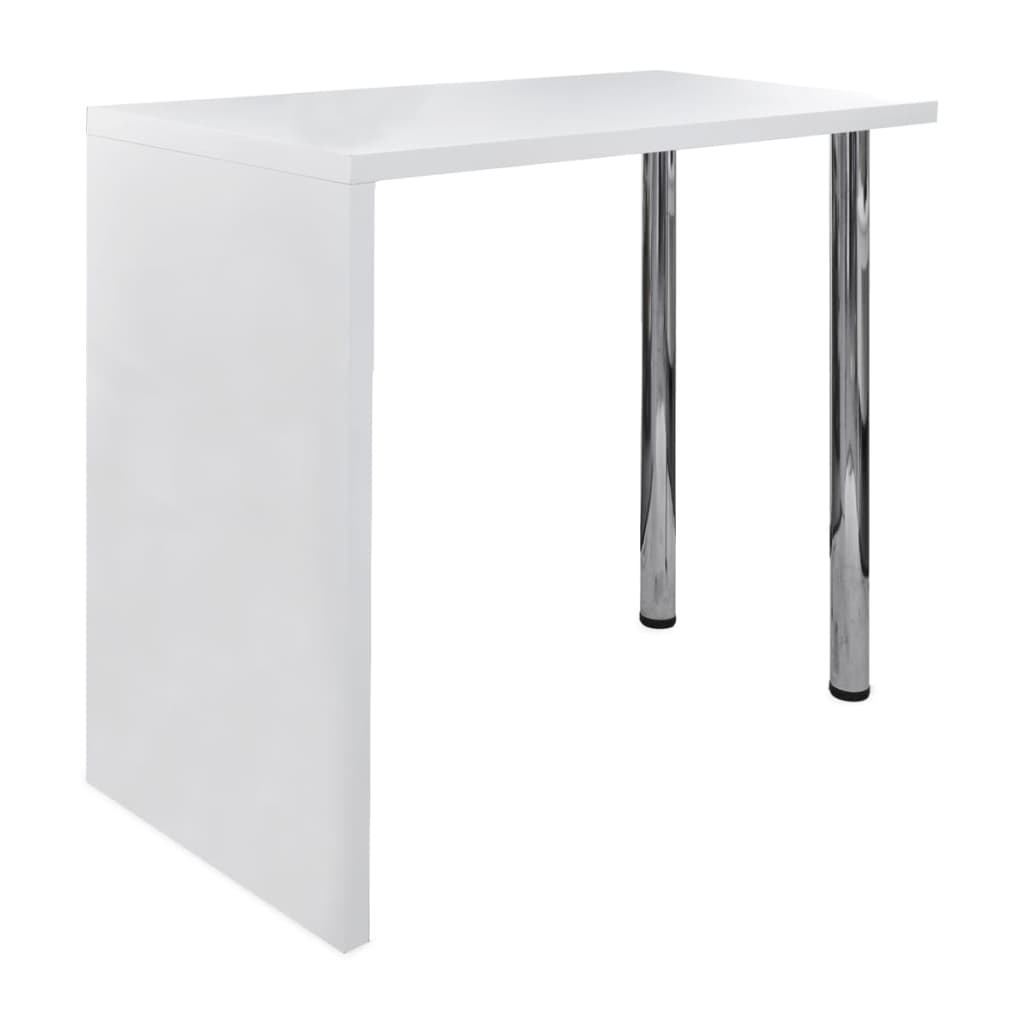 Tavolo da Bar in MDF con 2 Gambe in Acciaio Bianco Lucido