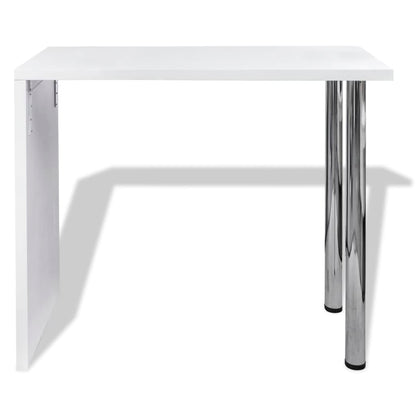 Tavolo da Bar in MDF con 2 Gambe in Acciaio Bianco Lucido