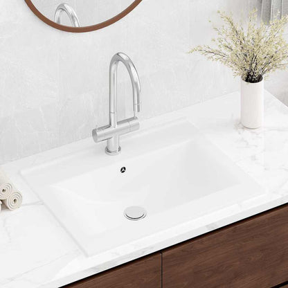 Lavello Bianco in Ceramica di Lusso con Foro Rubinetto 60x46 cm