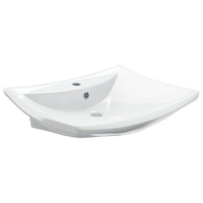 Lavabo Ceramica Lusso Rettangolare Foro di Trabocco e Foro Rubinetto