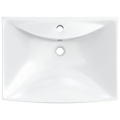 Lavabo Ceramica Lusso Rettangolare Foro di Trabocco e Foro Rubinetto