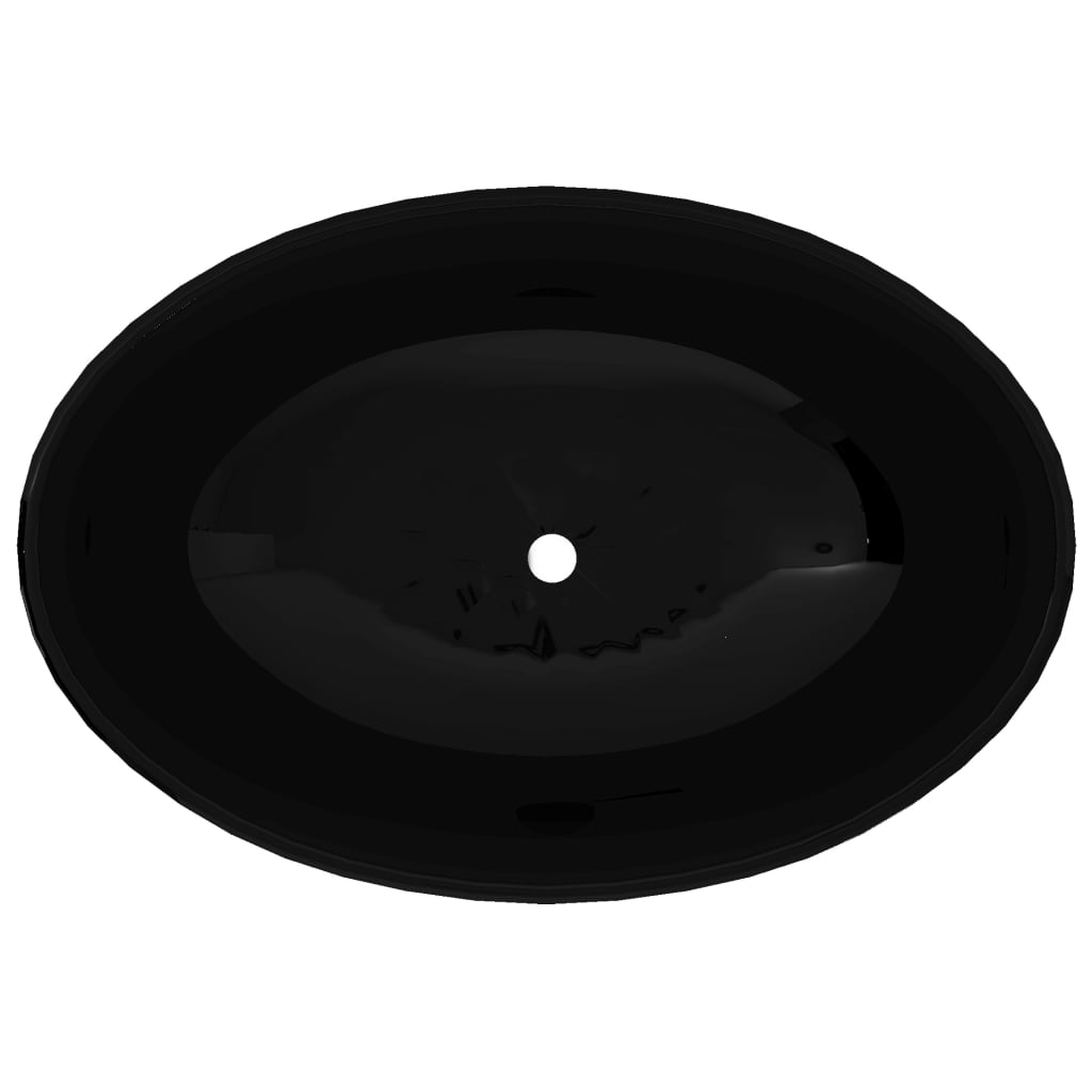 Lavello in Ceramica di Lusso Nero Ovale 40 x 33 cm
