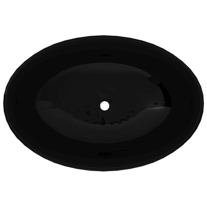 Lavello in Ceramica di Lusso Nero Ovale 40 x 33 cm