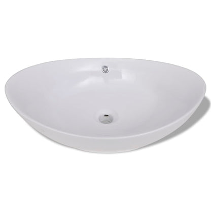 Lavello Ovale in Ceramica di Lusso con Troppopieno 59 x 38,5 cm