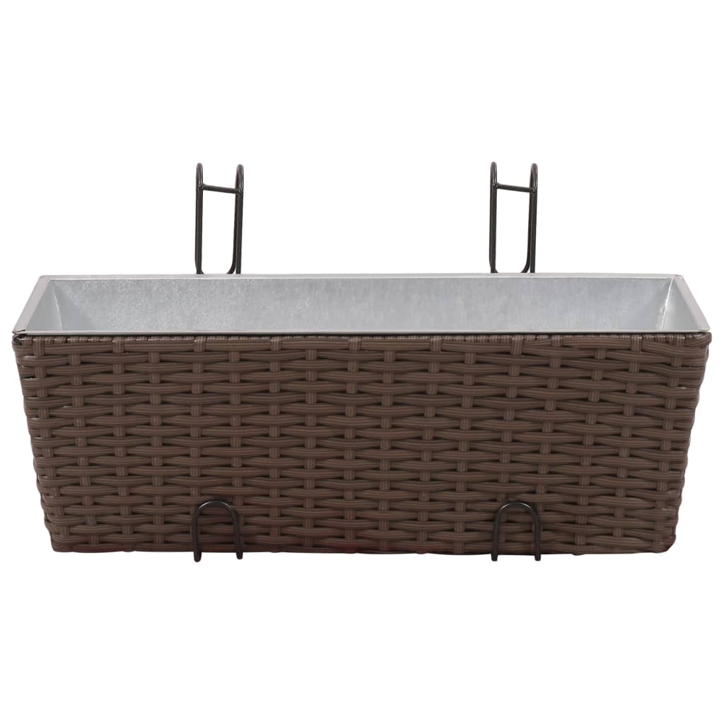 Fioriera Trapezoidale in Rattan 2 pz 50 cm per Balcone Marrone